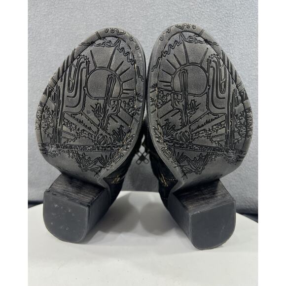 Born Alana Dual Zip Ankle Boots Booties Leather Boho Moto Womens Size 7.5 Black - Picture 12 of 14